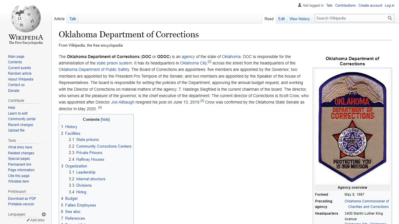 Oklahoma Department of Corrections - Wikipedia